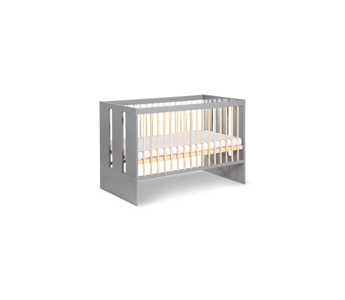 KLUPŚ KLUPŚ - Dětská postýlka PAULINE 120x60 cm borovice/šedá