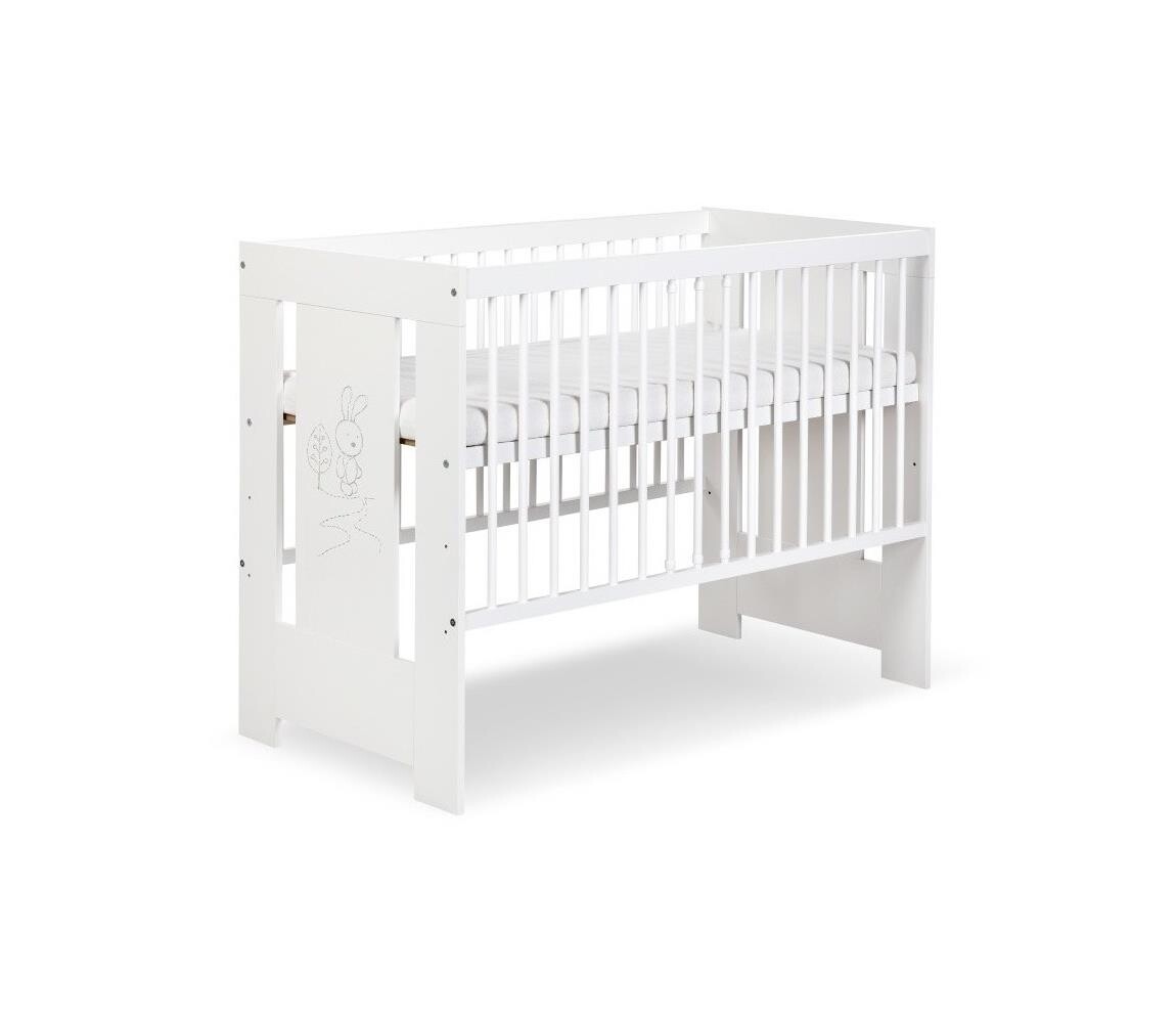 KLUPŚ KLUPŚ - Dětská postýlka SAFARI 120x60 cm zajíček borovice/bílá