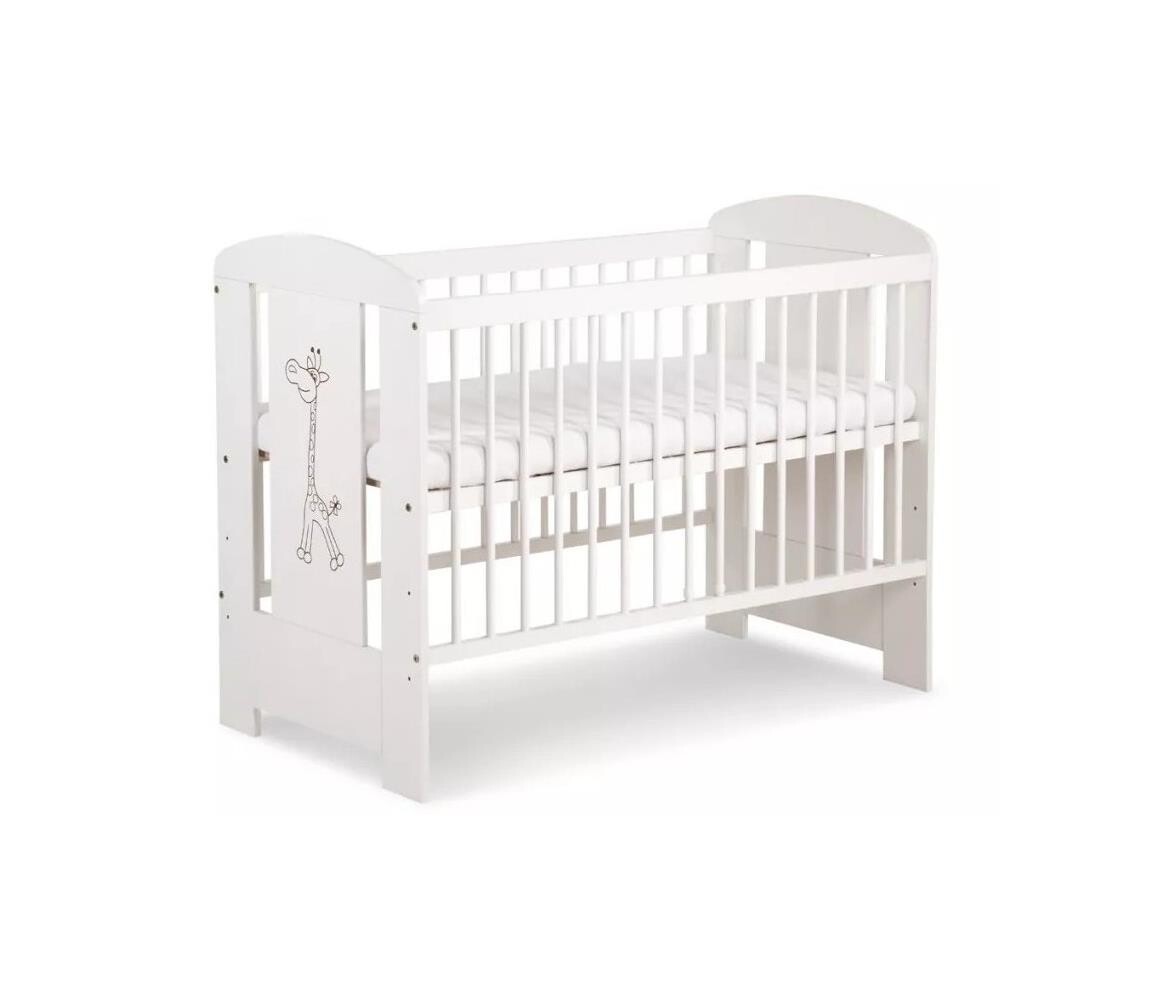 KLUPŚ KLUPŚ - Dětská postýlka SAFARI 120x60 cm žirafa borovice/bílá