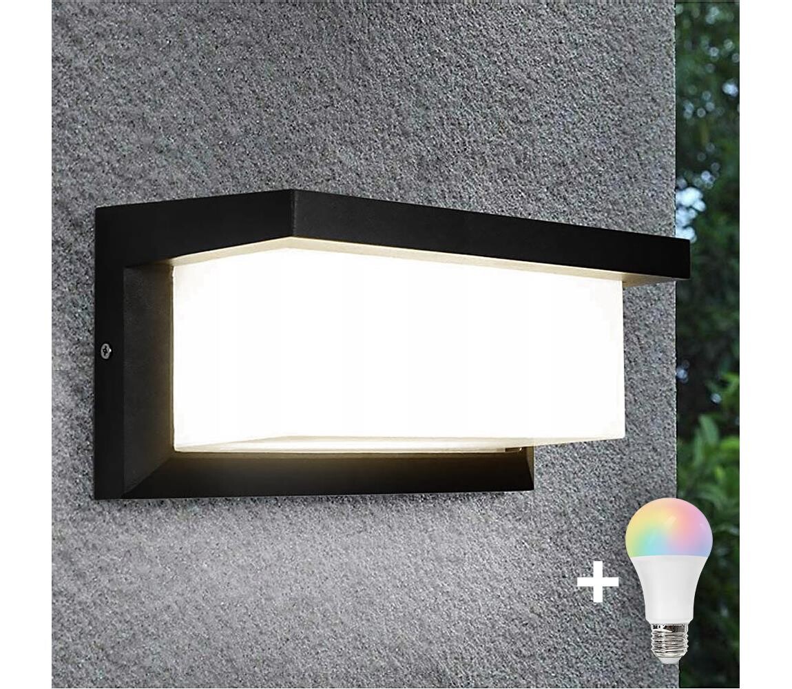 LED RGBW Stm. venkovní nástěnné svítidlo NEELY 1xE27/9W/230V IP54 černá