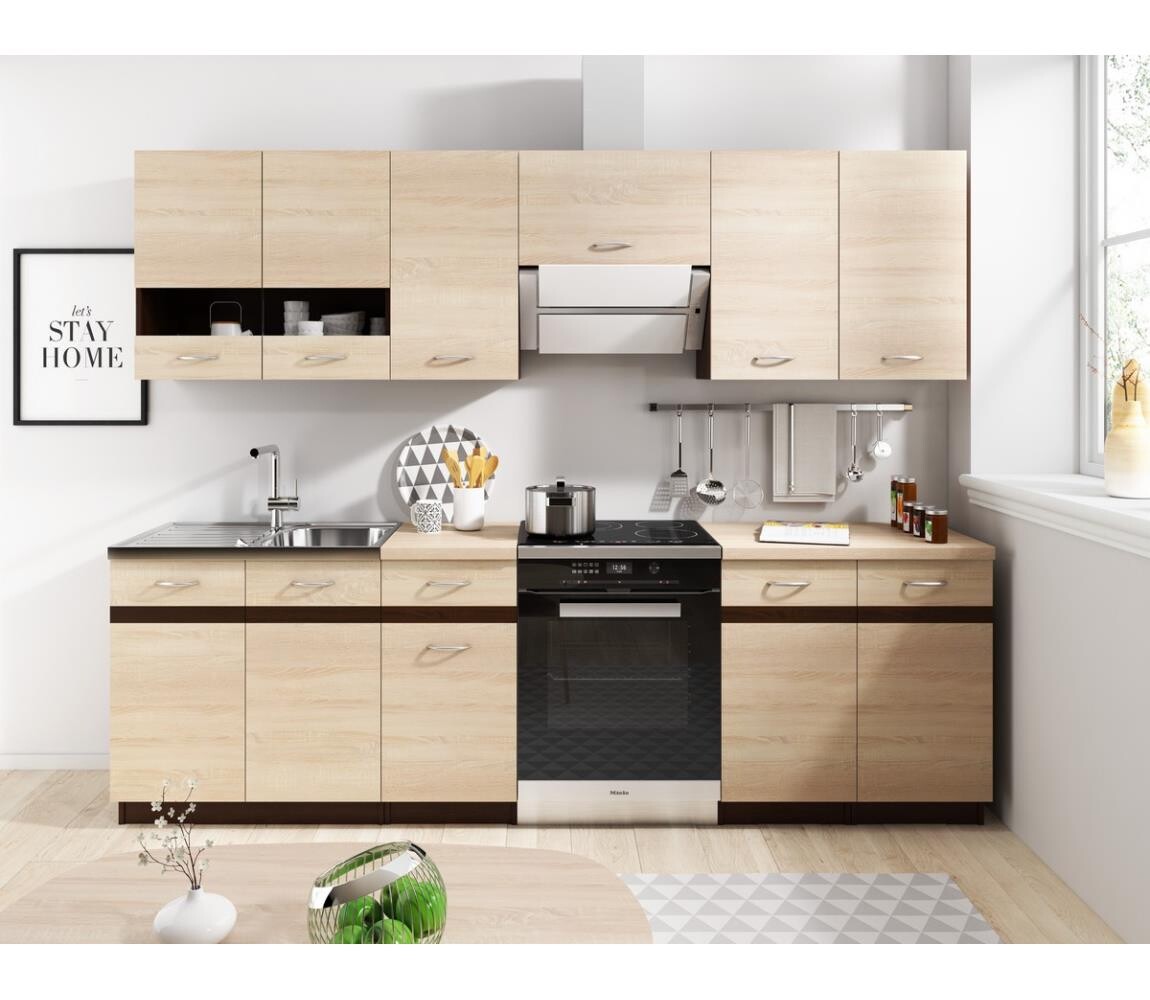 Wipmeb Sp. z o.o Kuchyňská linka VALERIA 240 cm hnědá/dub sonoma