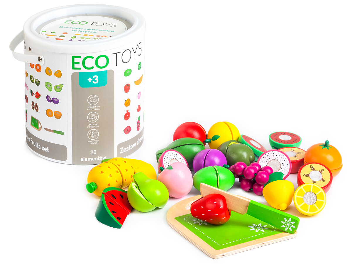 EcoToys Dřevěné ovoce na krájení 20 kusů ECOTOYS