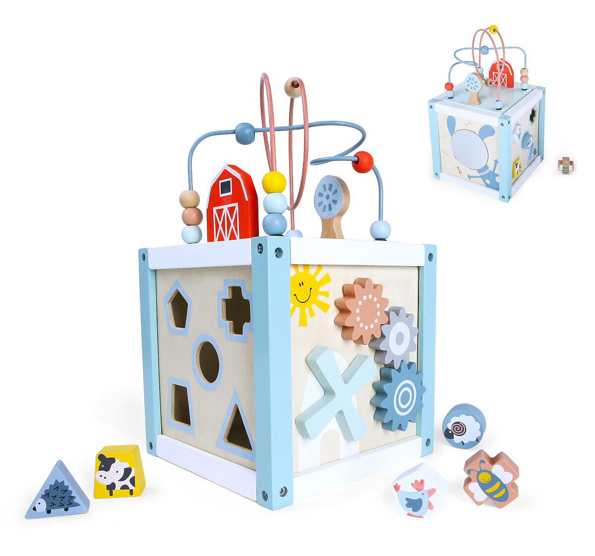 Dřevěná vzdělávací kostka sorter +kostky ECOTOYS