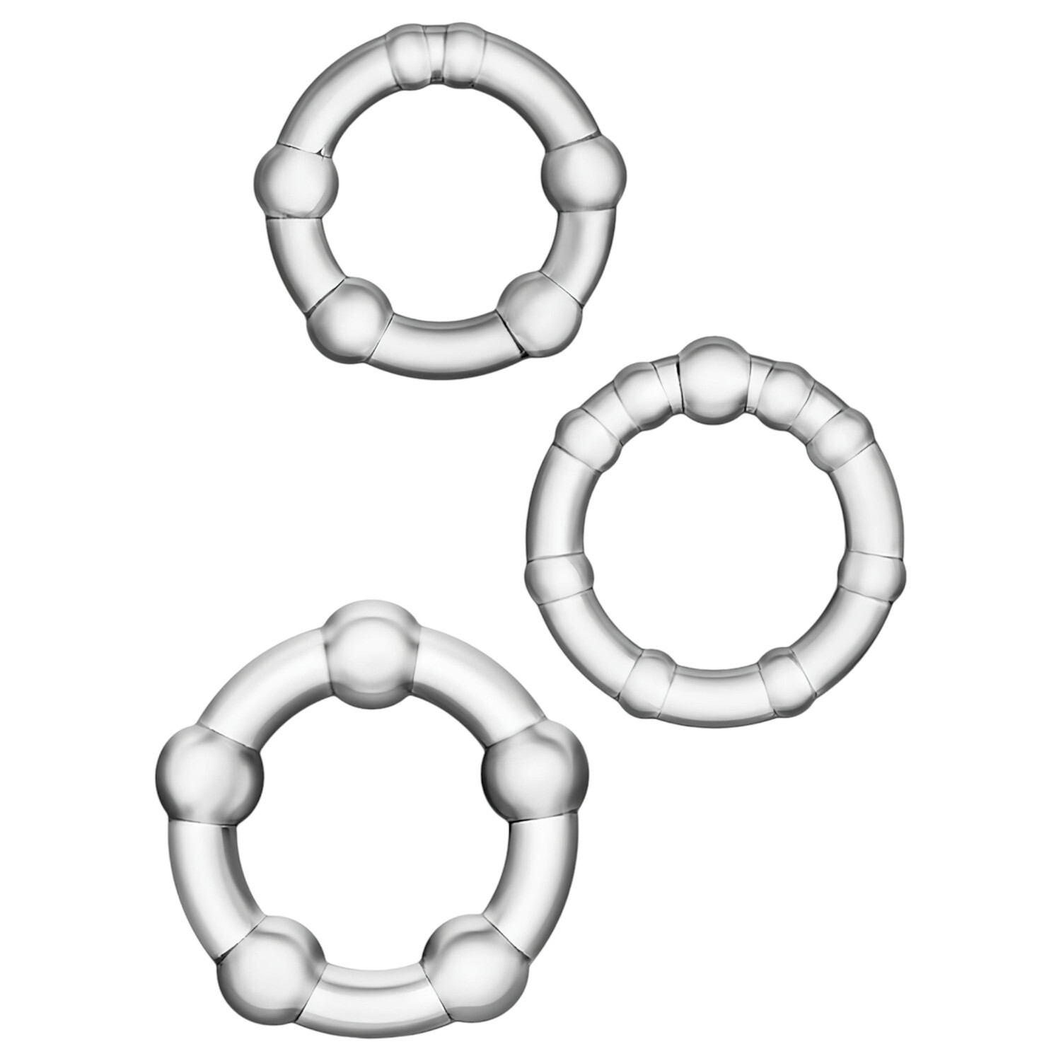 Stay Hard - různorodá sada erekčních kroužků - 3 ks (průhledná)
