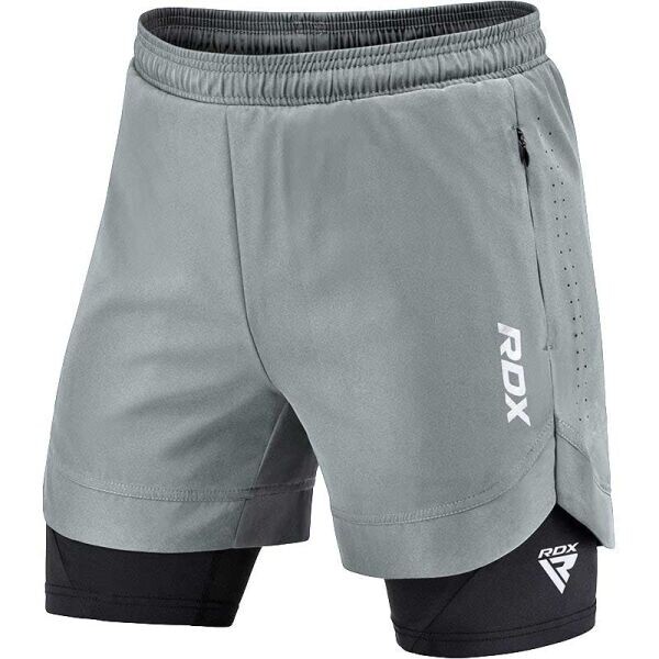 RDX T16 2V1 COMPRESSION MMA SHORTS Kraťasy na MMA, šedá, velikost