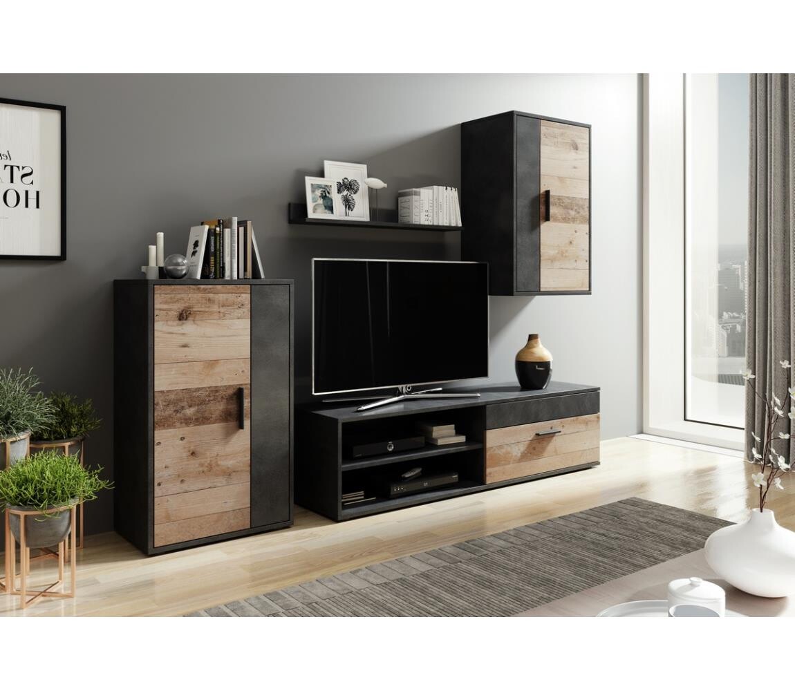 Wipmeb Sp. z o.o Obývací stěna BRICK hnědá/černá