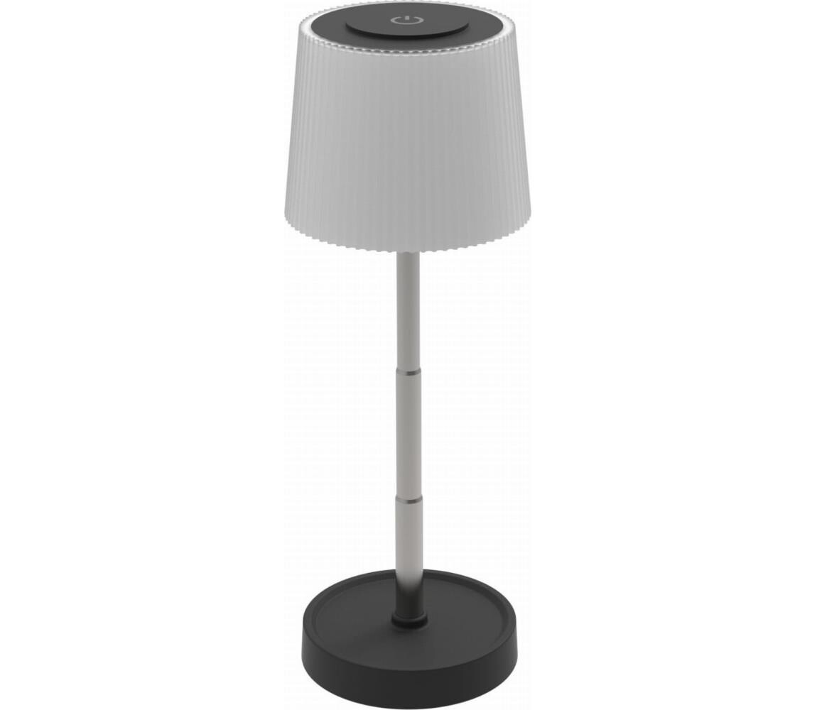LED Stmívatelná venkovní nabíjecí stolní lampa LED/2W/5V IP44 1200 mAh šedá