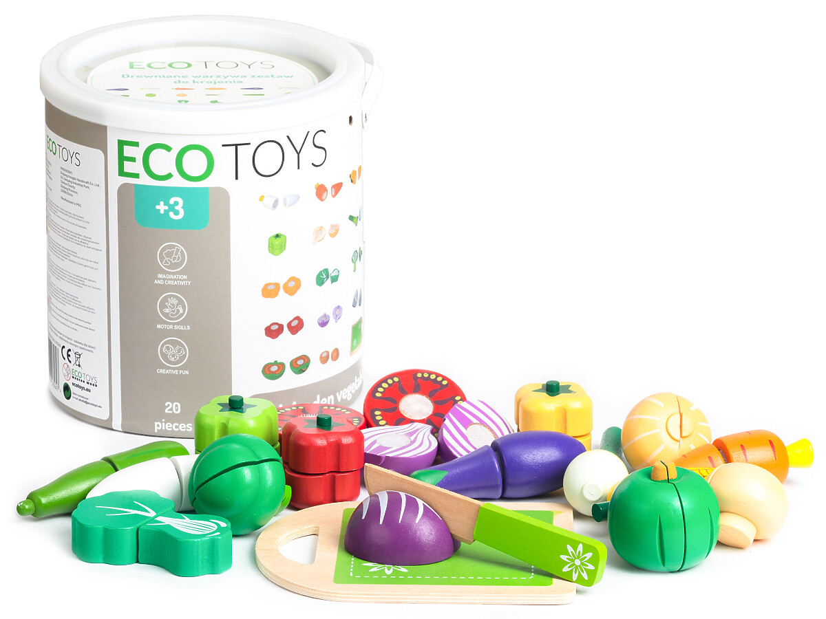 EcoToys Dřevěná zelenina krájení pro děti 20 kusů ECOTOYS