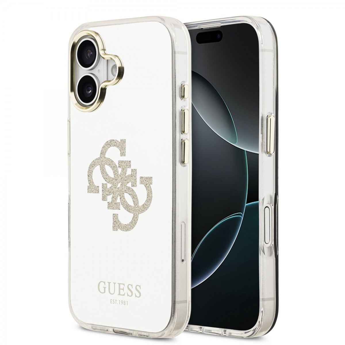 Zadní kryt Guess PC/TPU Mirror 4G Glitter Logo MagSafe pro iPhone 17 Gold