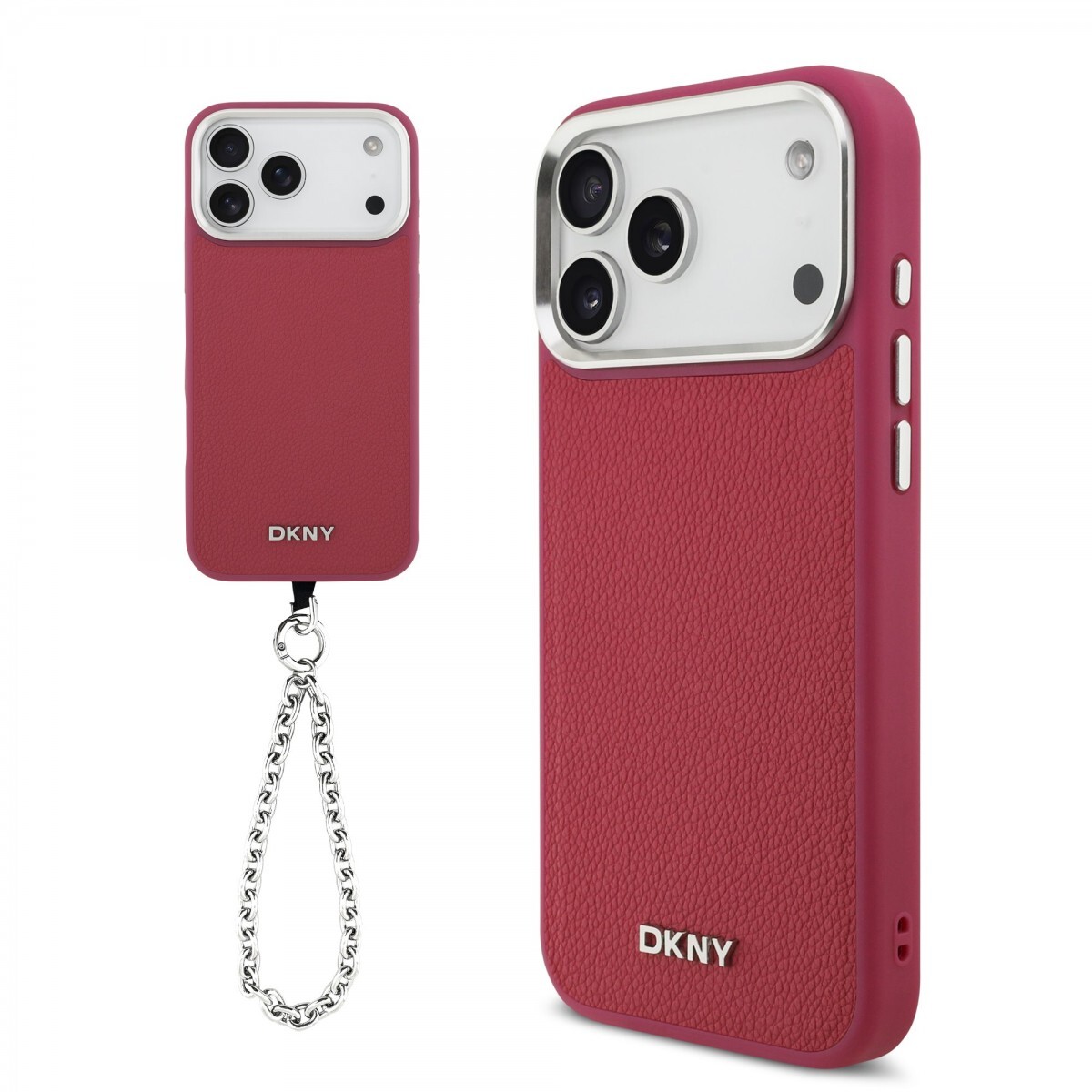 Zadní kryt DKNY PU Leather Metal Logo Wrist Chain MagSafe pro iPhone 17 Pro Max Pink