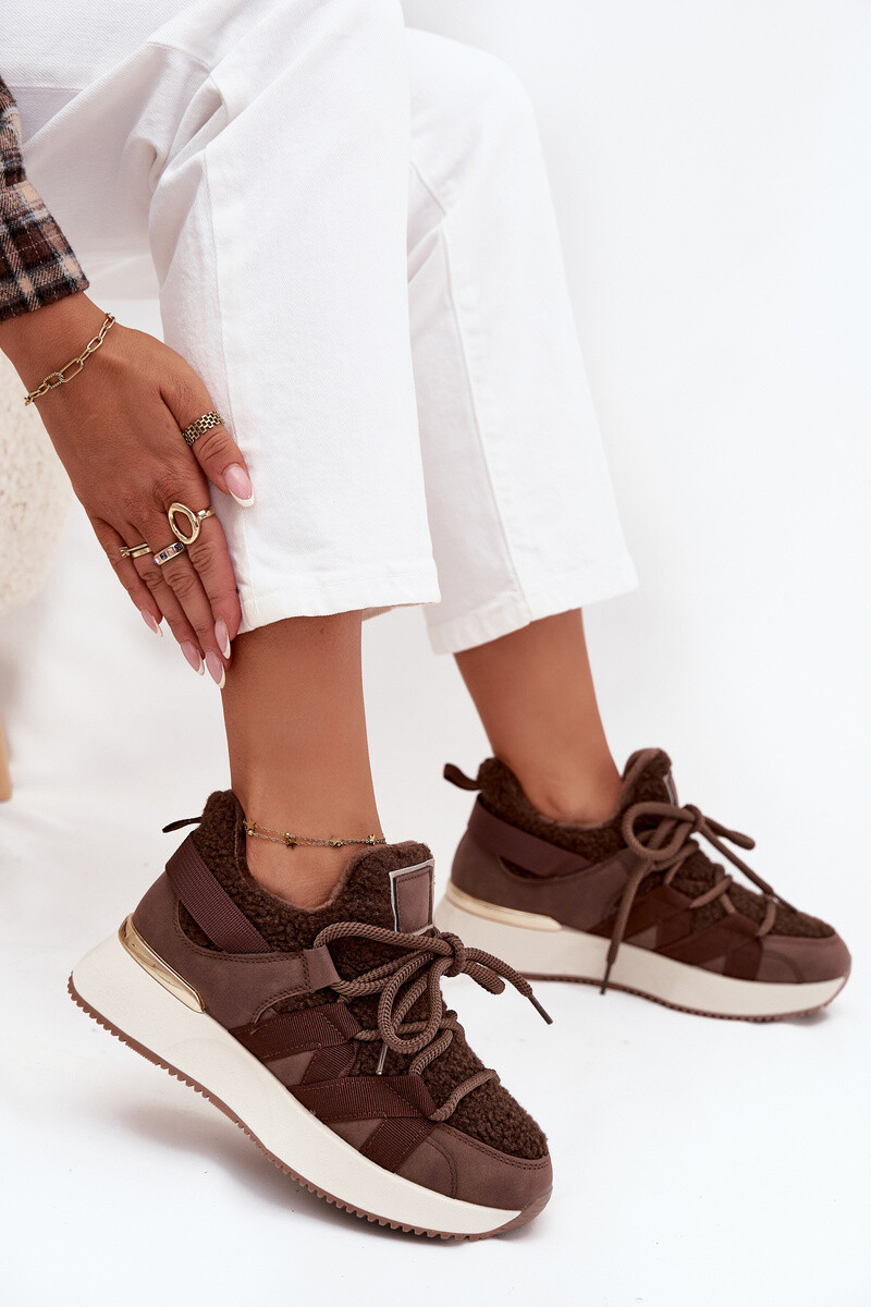 Boto Zateplené dámské tenisky na platformě hnědé Juvira
