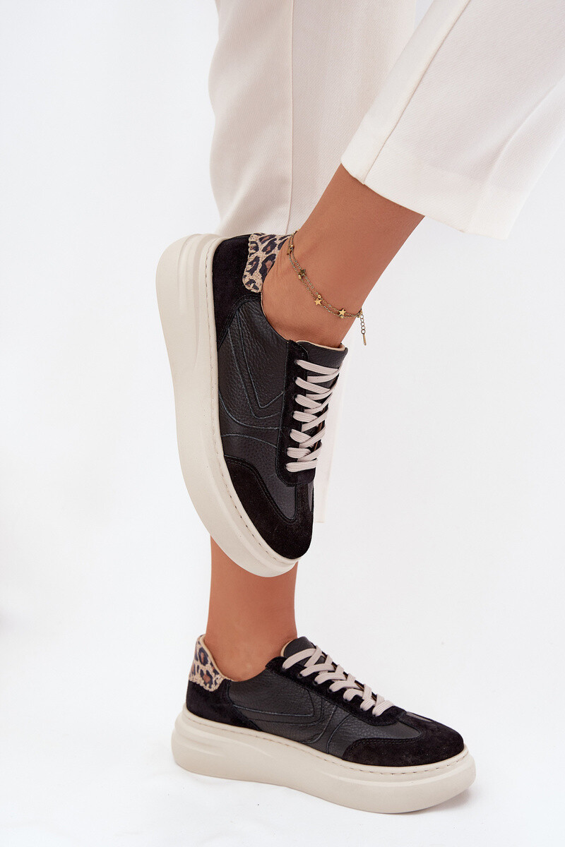 Kožené dámské tenisky na platformě Panterka Zazoo