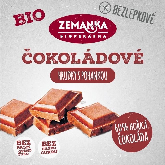 Zemanka Bezlepkové pohankové bio hrudky s čokoládou 100 g DMT 03/2026
