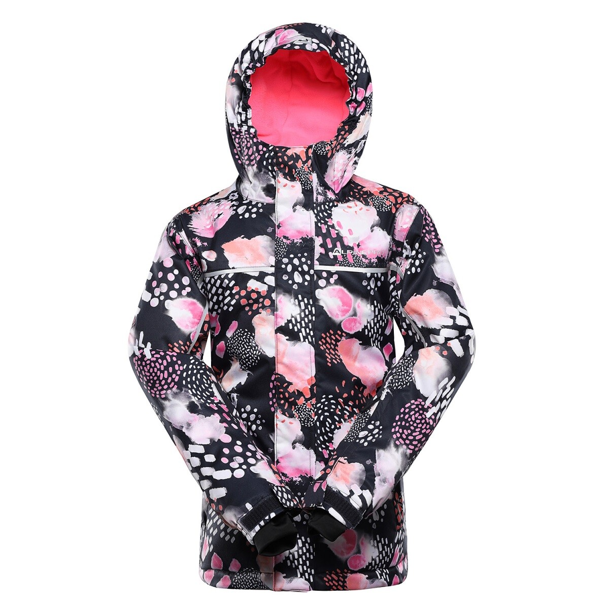 Dětská zimní bunda alpine pro kiwero černá/růžová 140-146