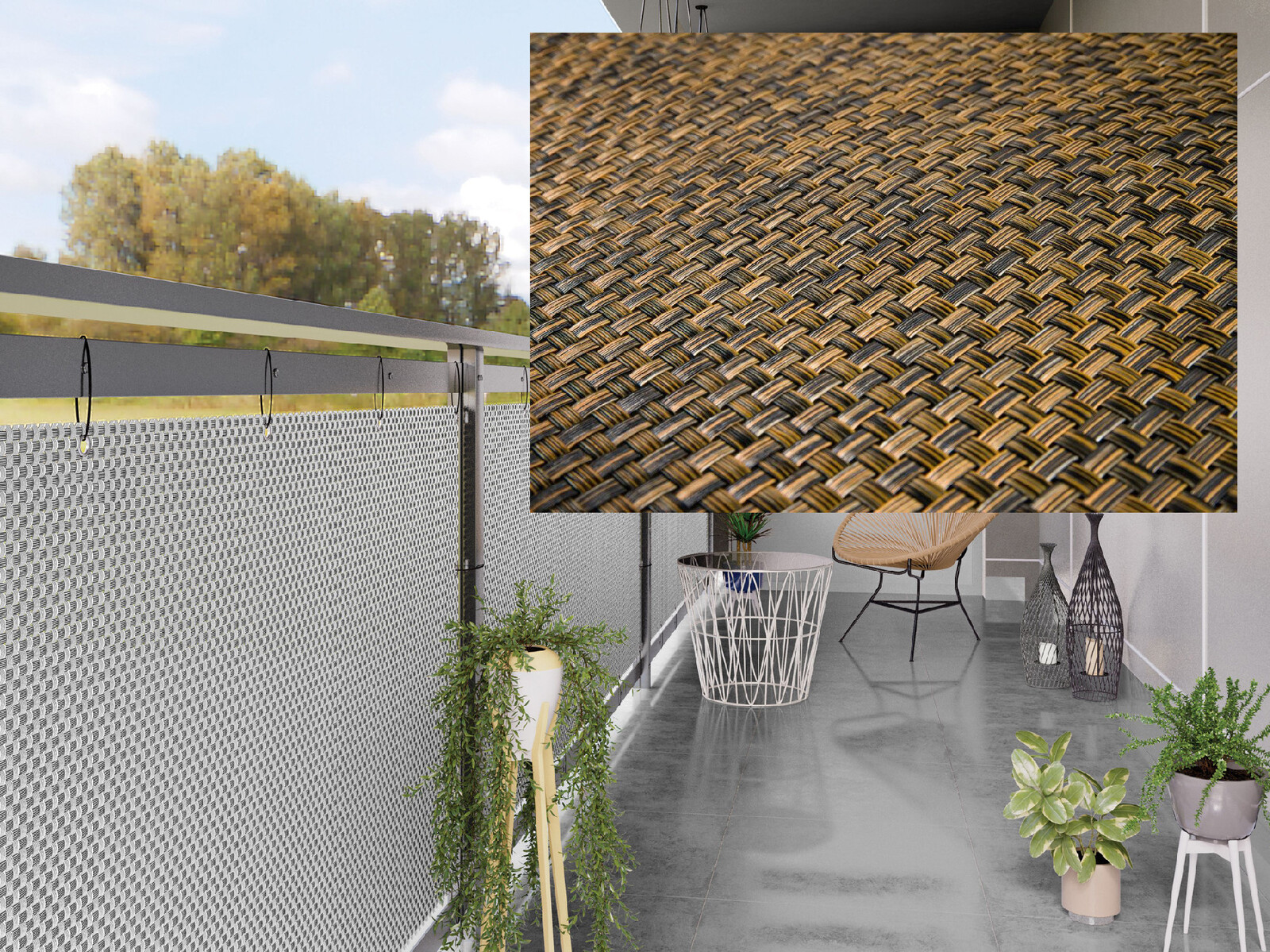 Balkonová ratanová zástěna PORI, hnědá, výška 100 cm šířka různé rozměry MyBestHome Rozměr: 100x100 cm