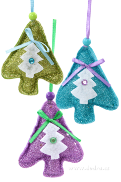 TŘPYTIVÉ STROMEČKY Z TEXTILU | 3 ks závěsná dekorace | ručně šité | 15 cm