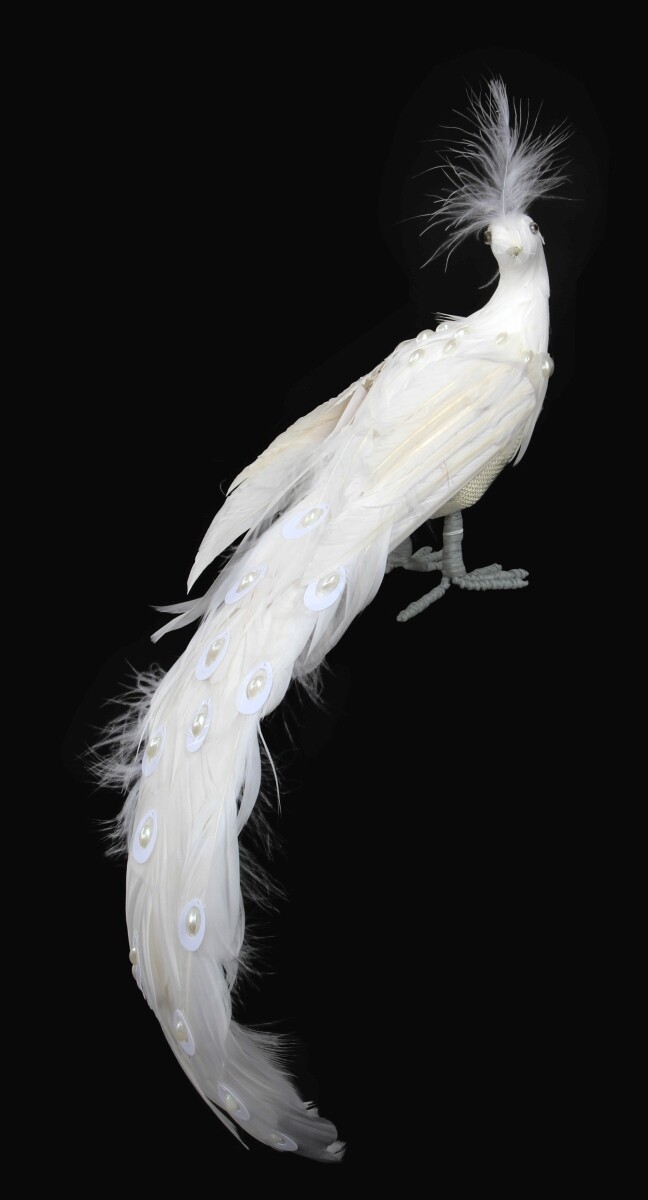 PERLOVÝ PÁV | vánoční dekorace s peřím & perličkami | 50 cm