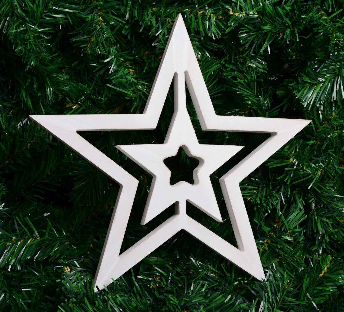 STELLA VINTAGE | Dřevěná hvězda s bílou patinou | 31 cm