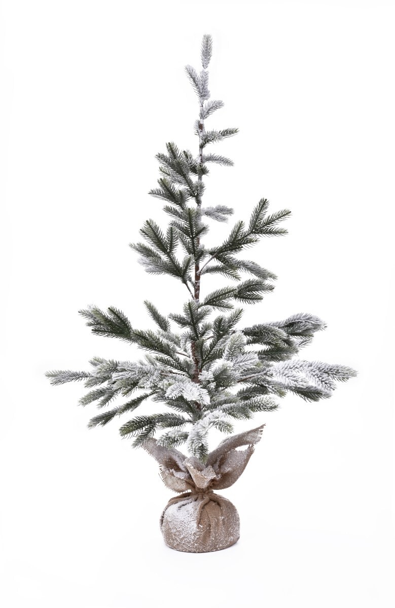Zasněžený smrk | zimní dekorace s jutovým podstavcem | 130 cm