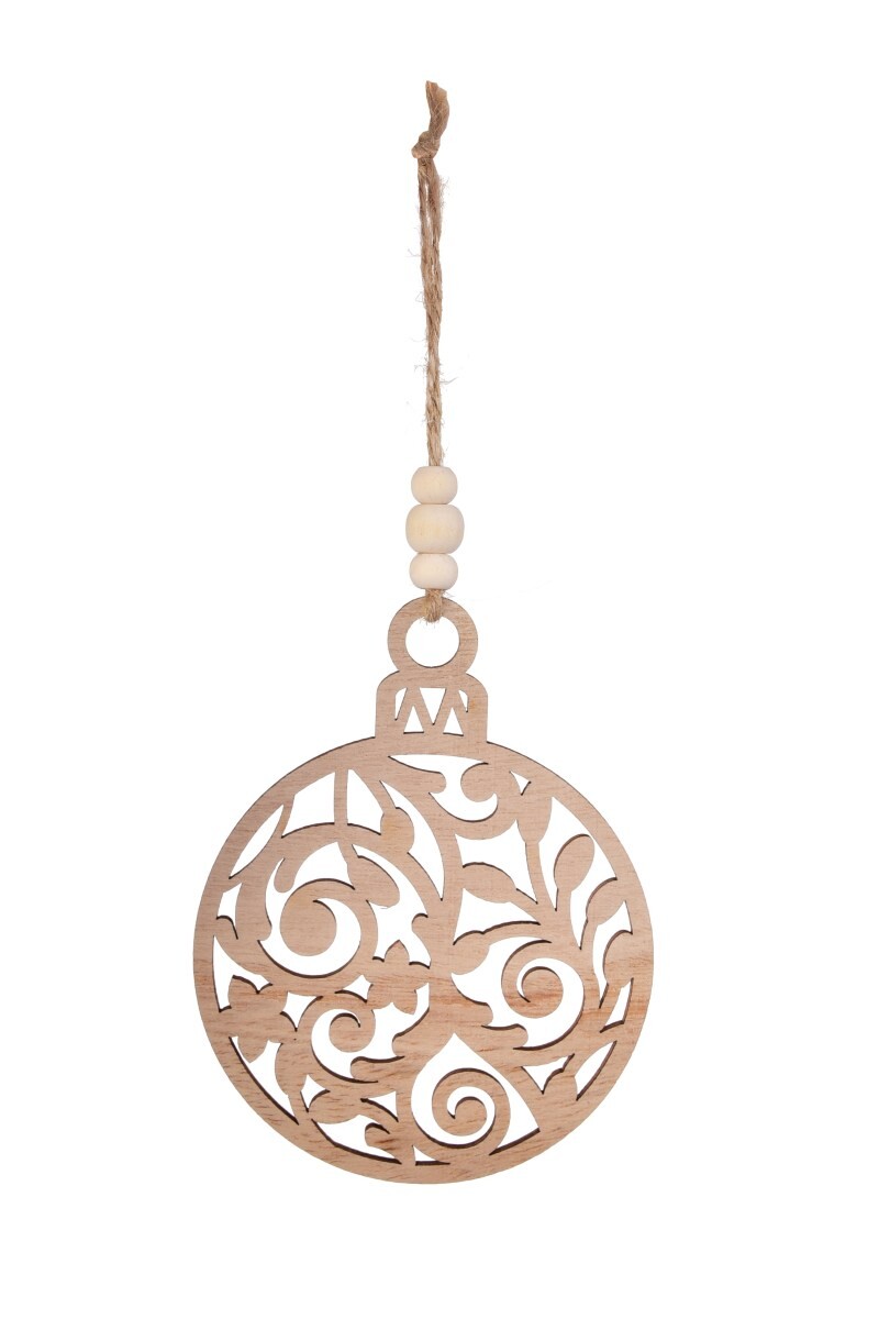 KRAJKOVÁ KOULIČKA | závěsná dřevěná ozdoba s korálky | 11 cm