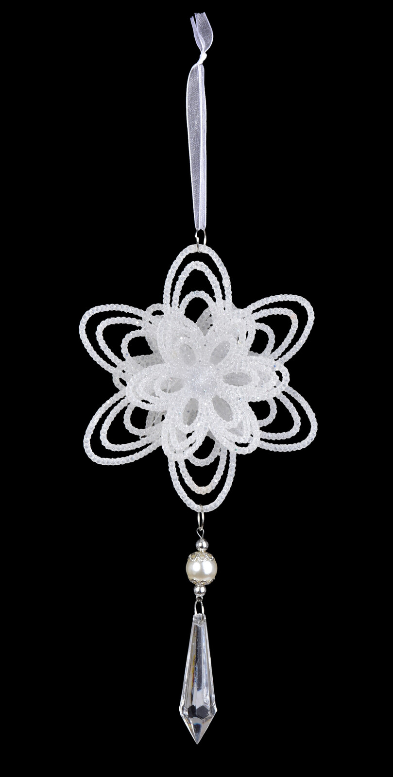 LEDOVÉ KRÁLOVSTVÍ | Ledová 3D ozdoba s krystalem TROJITÝ KVĚT | 22 cm