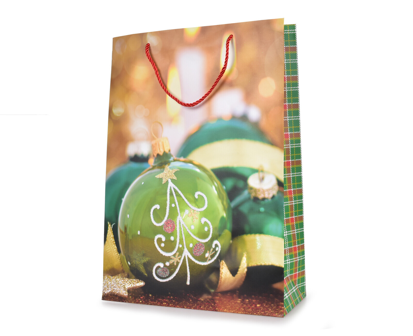 Zelené koule a sváteční svit | dárková taška XL