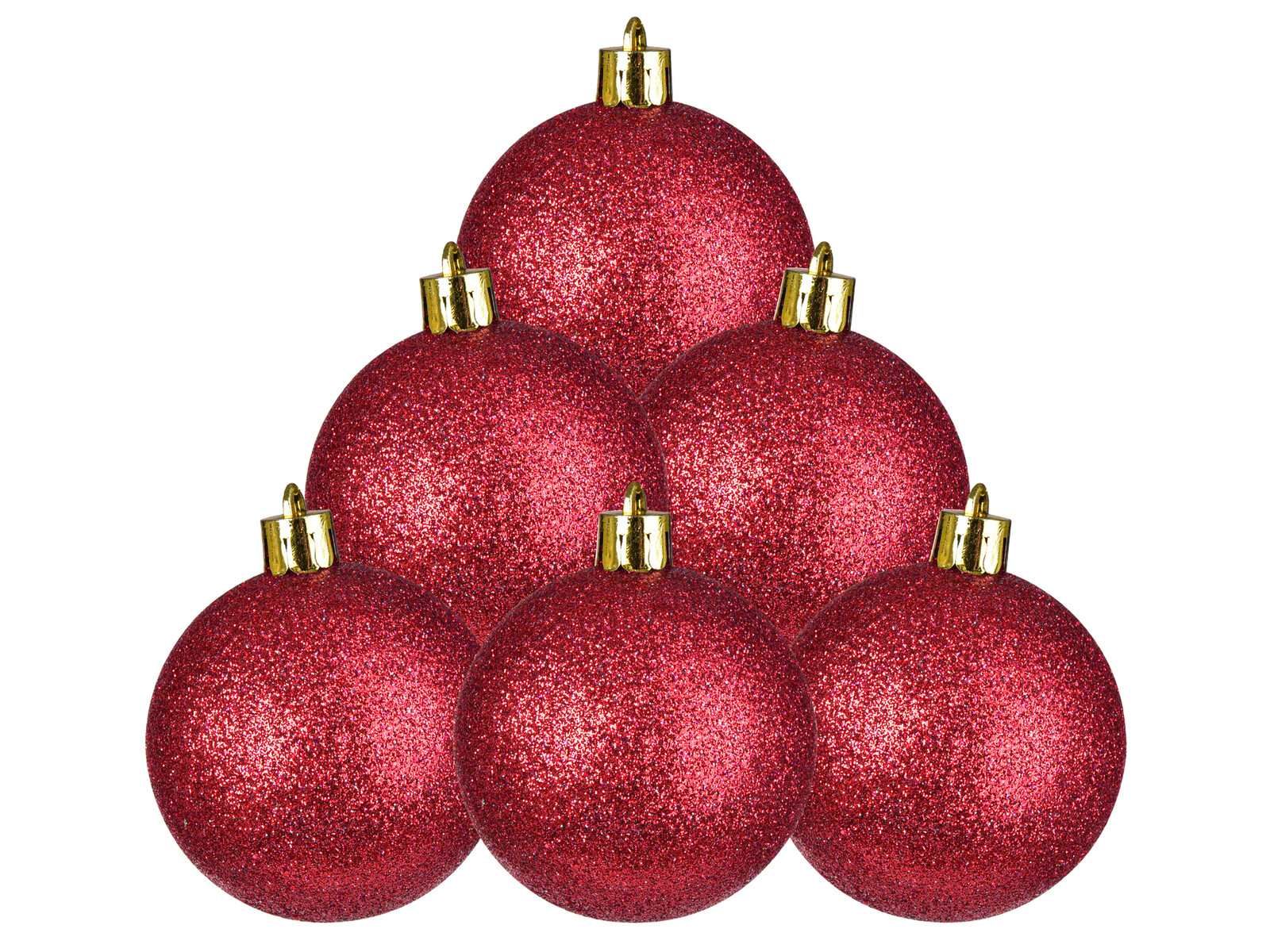 VÁNOČNÍ GLORIA | sada ozdob | 6 ks | červené třpytivé koule