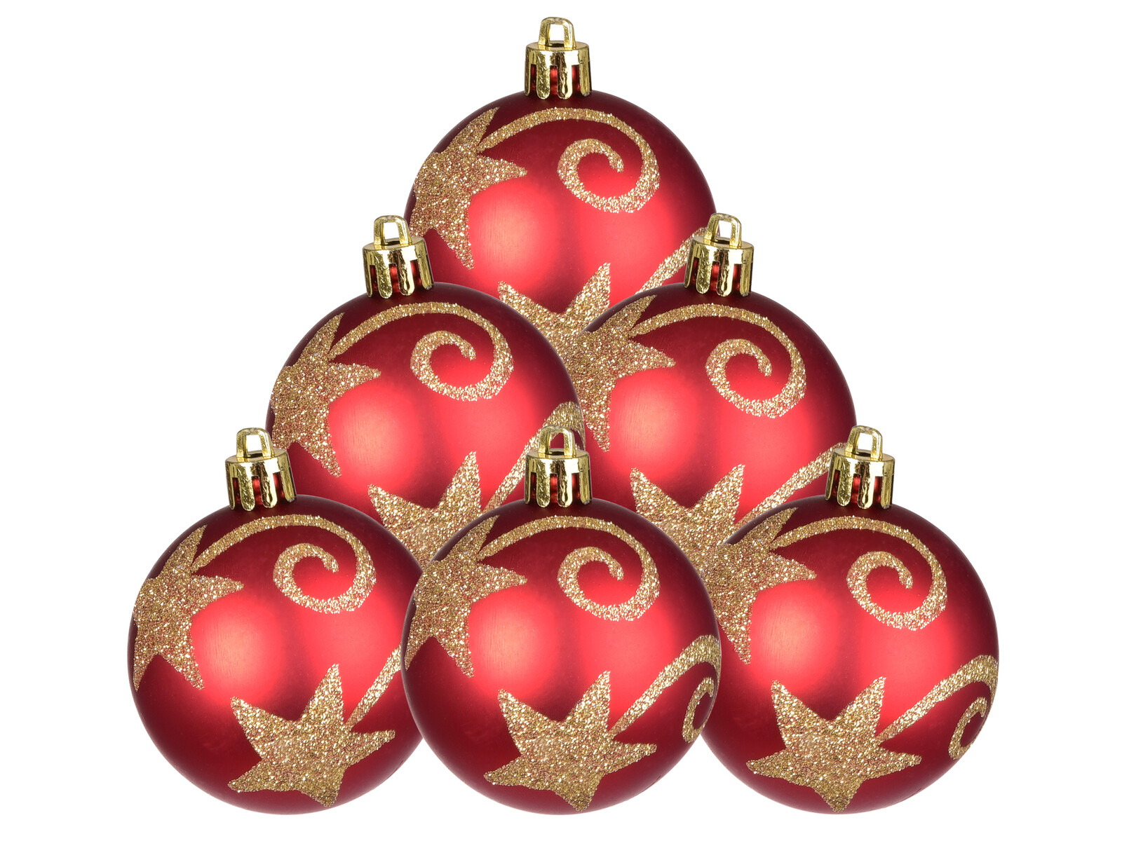 HVĚZDNÁ POSELSTVÍ | sada ozdob | 6 ks | červené koule s betlémskou hvězdou