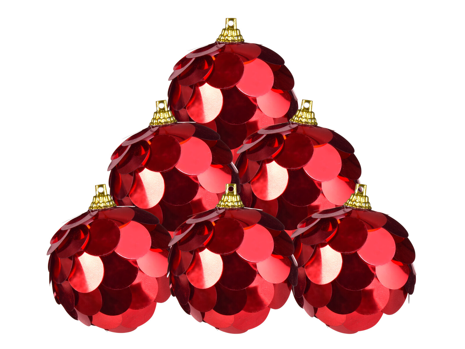 ČERVENÝ TŘPYT VÁNOC | sada ozdob | 6 ks | flitrové koule