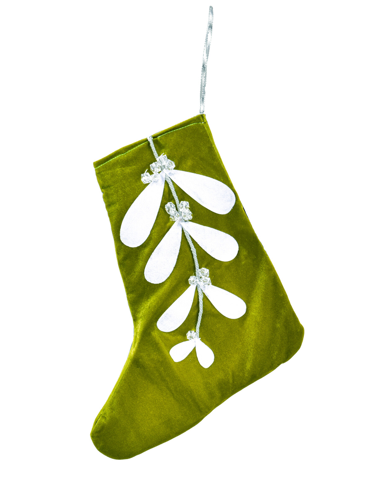MIKULÁŠSKÁ NADÍLKA | zelená punčocha s motivem cesmíny | 35 cm