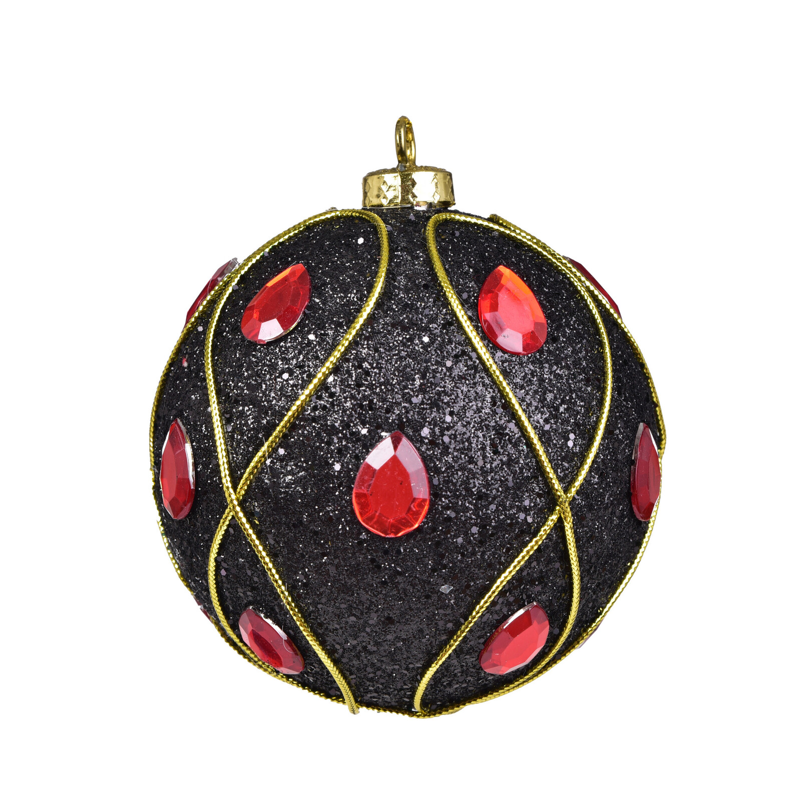 SLZY RUBÍNU & ONYX | XL koule s kameny a zlatým dekorem | 9 cm