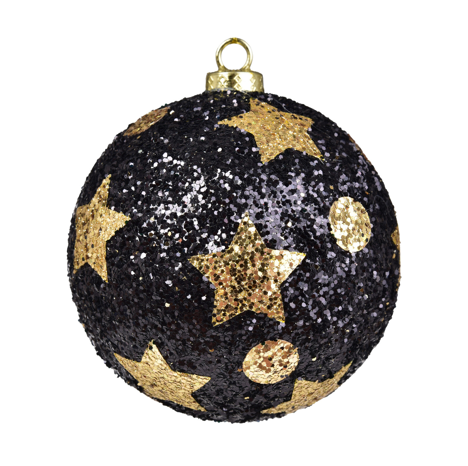 ZLATÉ HVĚZDY & ONYX | XL koule s hvězdným dekorem | 9 cm