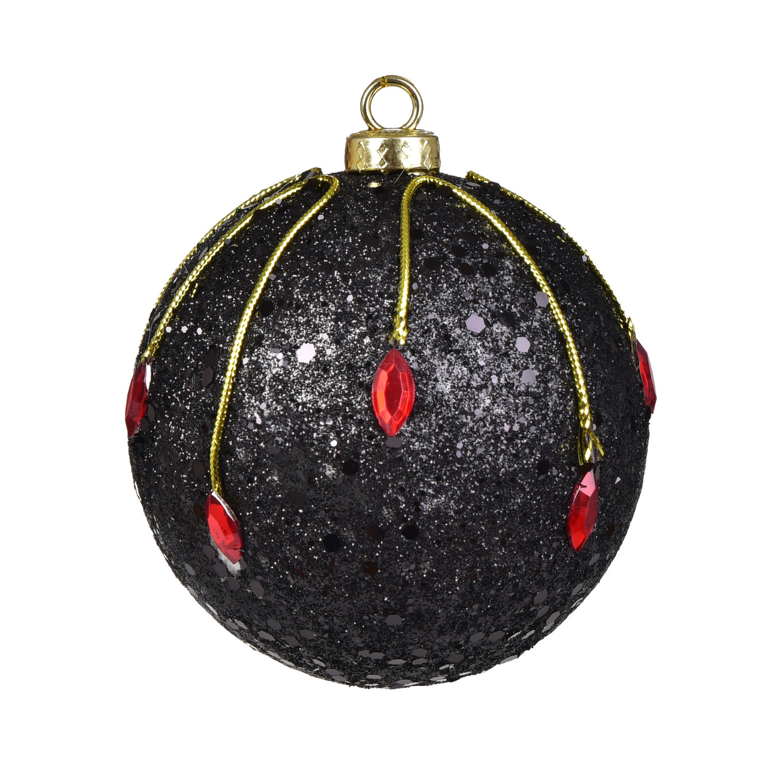 ONYX & RUBÍN | XL koule s červenými kameny | 9 cm