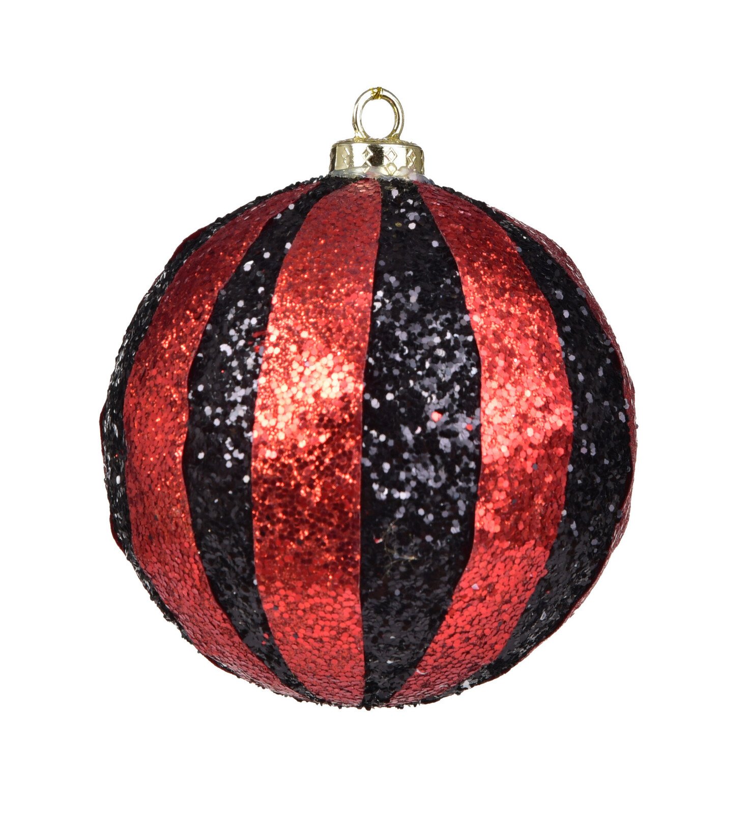 ONYX & RUBÍN | XL ozdobná koule s pruhy | 9 cm