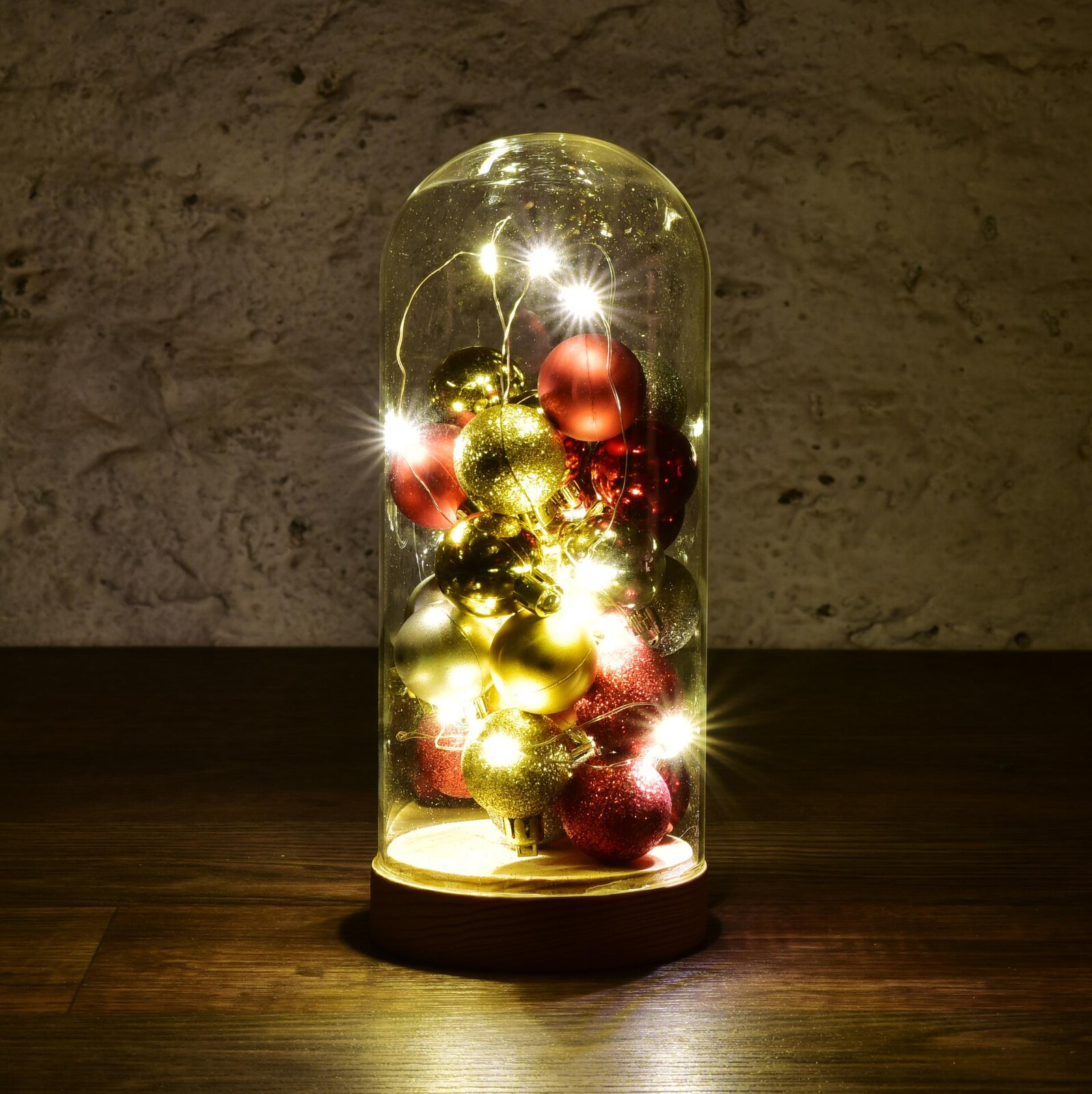 VÁNOČNÍ PLAMÍNKY | LED dekorace ve skleněném šturcu | 22 cm