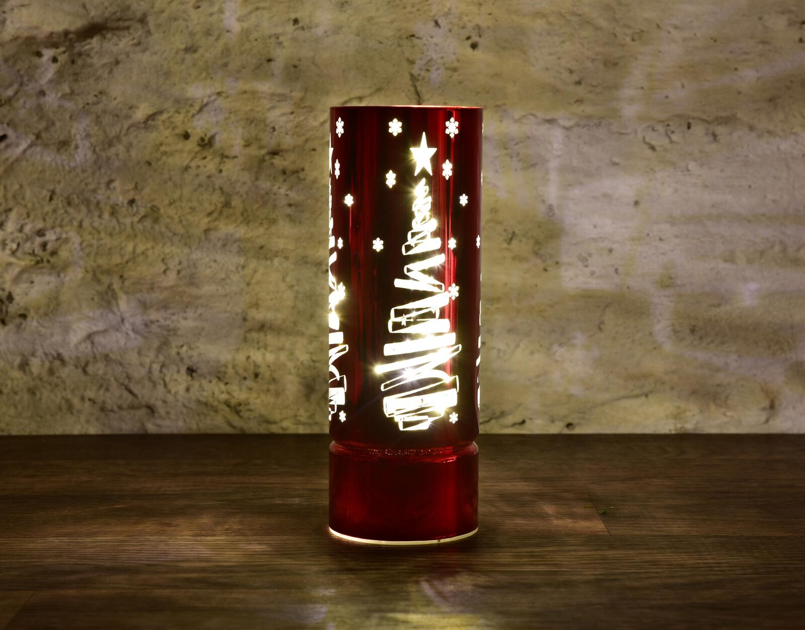 SVĚTÝLKA ZIMNÍHO STROMKU | LED skleněný svícen | 25 cm