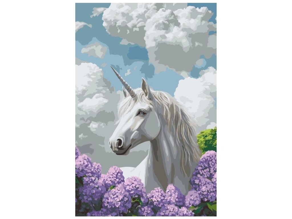 MALUJEŠ Malování podle čísel - AGNIESZKA MLECZEK - JEDNOROŽEC A ŠEŘÍKY Rozměr: 40x60 cm, Rámování: bez rámu a bez vypnutí plátna