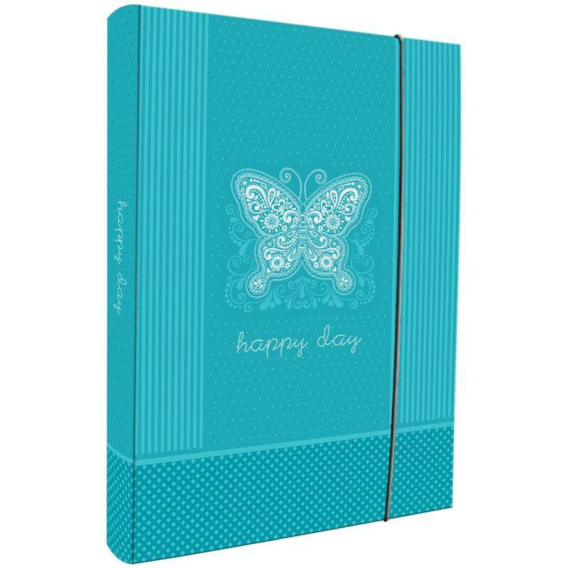 Box na sešity A45 - s gumou, motiv HAPPY DAY