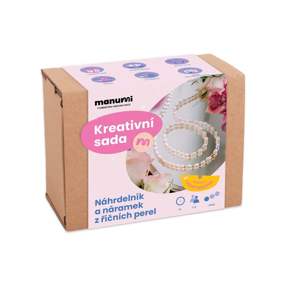 Manumi kreativní sada na výrobu setu náhrdelníku a náramku z říčních perel - 1 ks