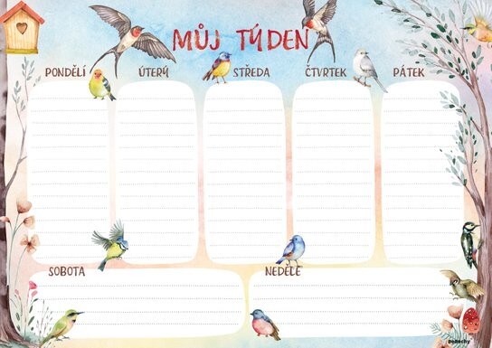 Týdenní plánovač A4 Ptáčci