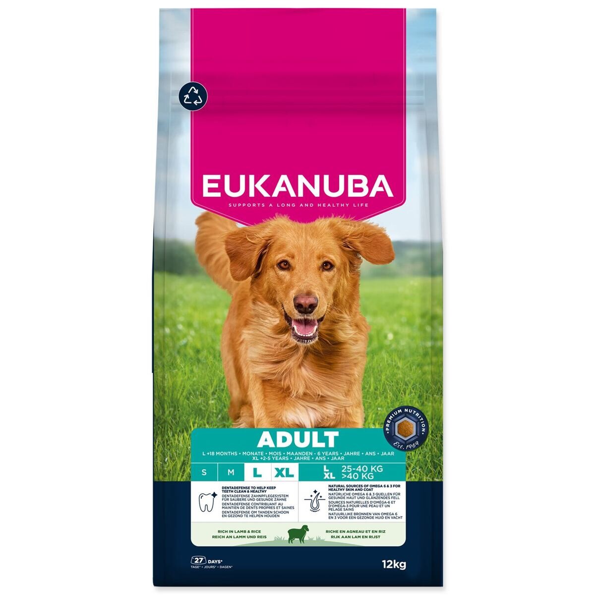 Eukanuba Premium Nutrition Adult Large & Giant Breed jehněčí a rýže - výhodné balení: 2 x 12 kg