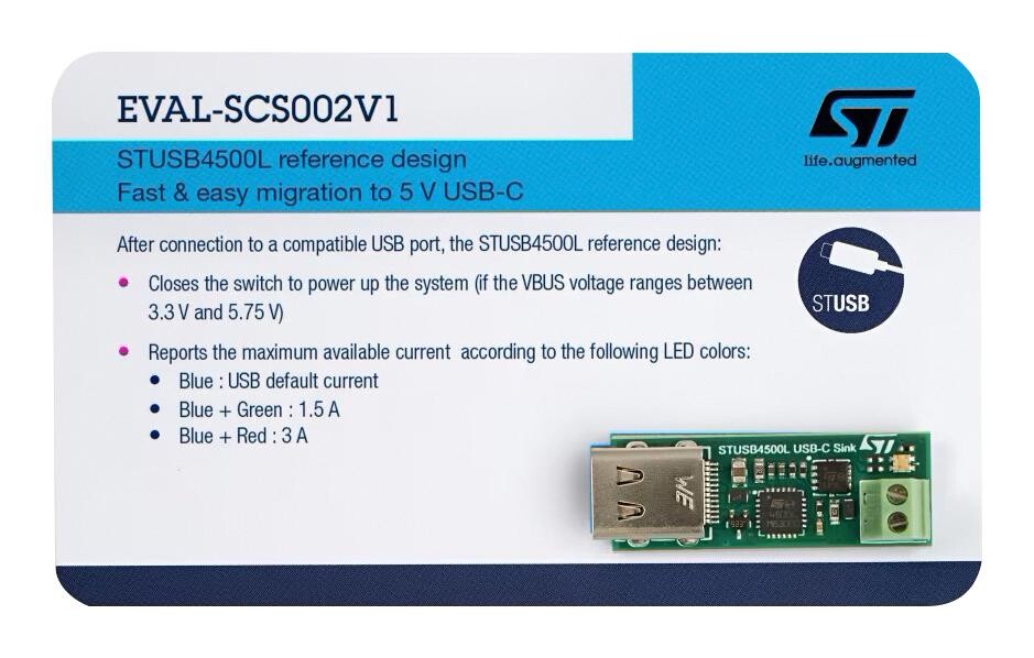 Stmicroelectronics Eval-Scs002V1 Ref Design Board, Usb Type-C Pd Ctrl