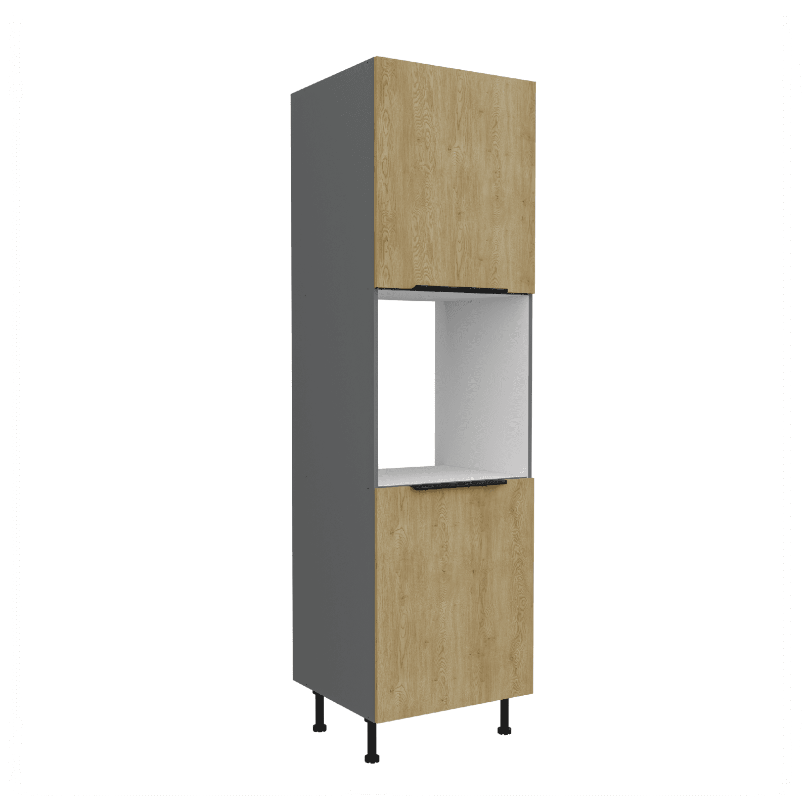 Vysoká skříňka pro vestavnou troubu Cremona ANT 60 DP-215 2F Barva korpusu: Antracit, Barva dvířek: Dub Cremona