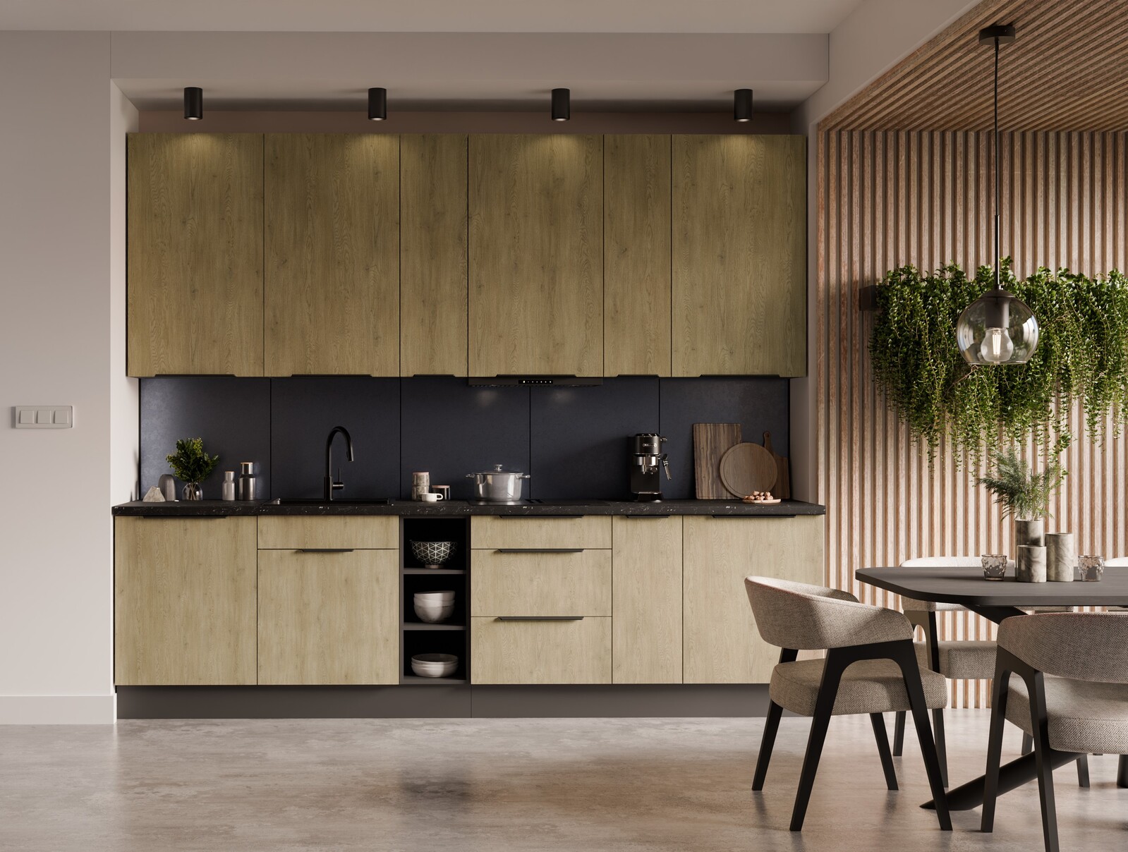 Kuchyňská linka 300 cm Cremona ANT 3 Barva korpusu: Antracit, Barva dvířek: Dub Cremona