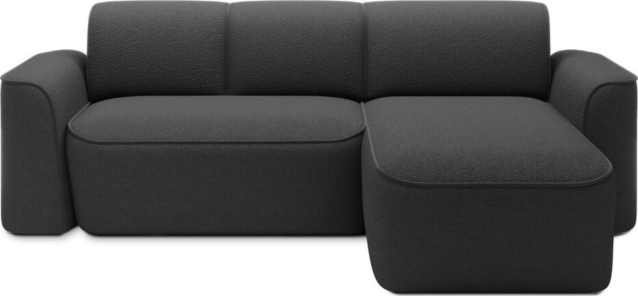 Antracitová rohová pohovka z textilie bouclé (pravý roh/s lenoškou) Ume – ELTAP
