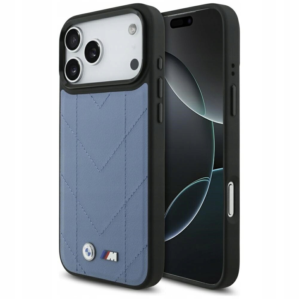Pouzdro Bmw M Quilted Logo MagSafe pro iPhone 17 Pro Max, modré