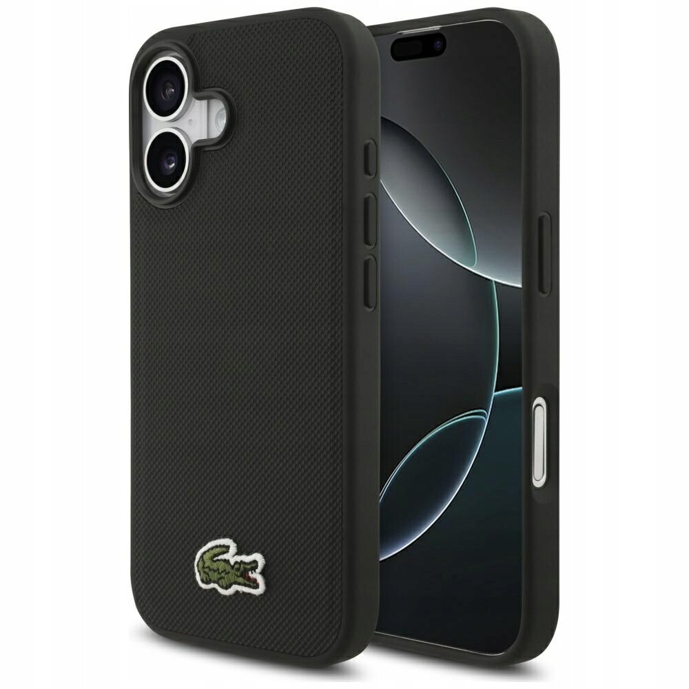 Pouzdro Lacoste Iconic Petit Pique Woven Logo MagSafe pro iPhone 17, černé
