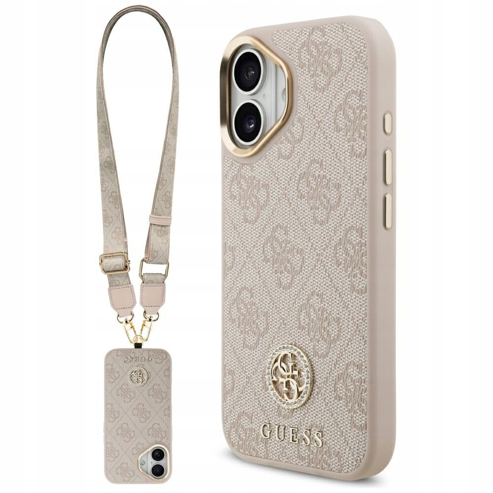 Pouzdro Guess 4G Strass Logo & Big Strap Metal Buttons MagSafe pro iPhone 17