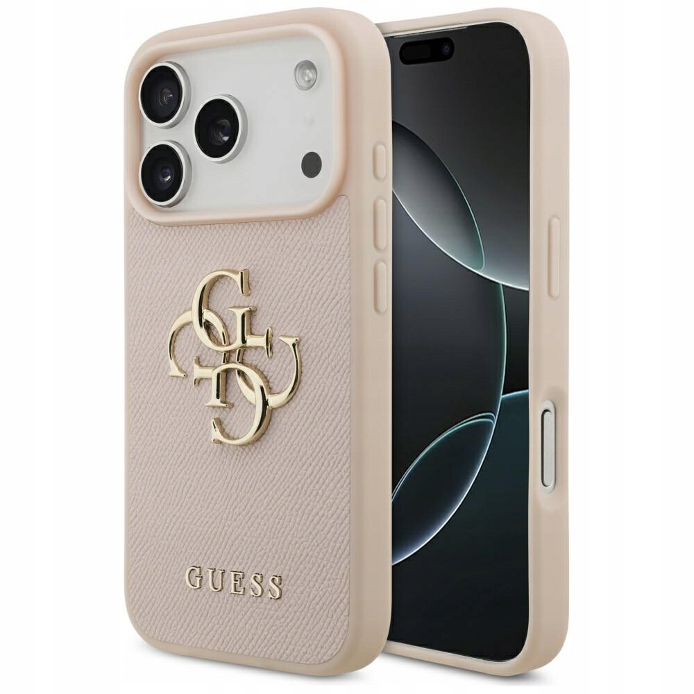 Pouzdro Guess Grained Big 4G & Classic Logo pro iPhone 17 Pro, růžové