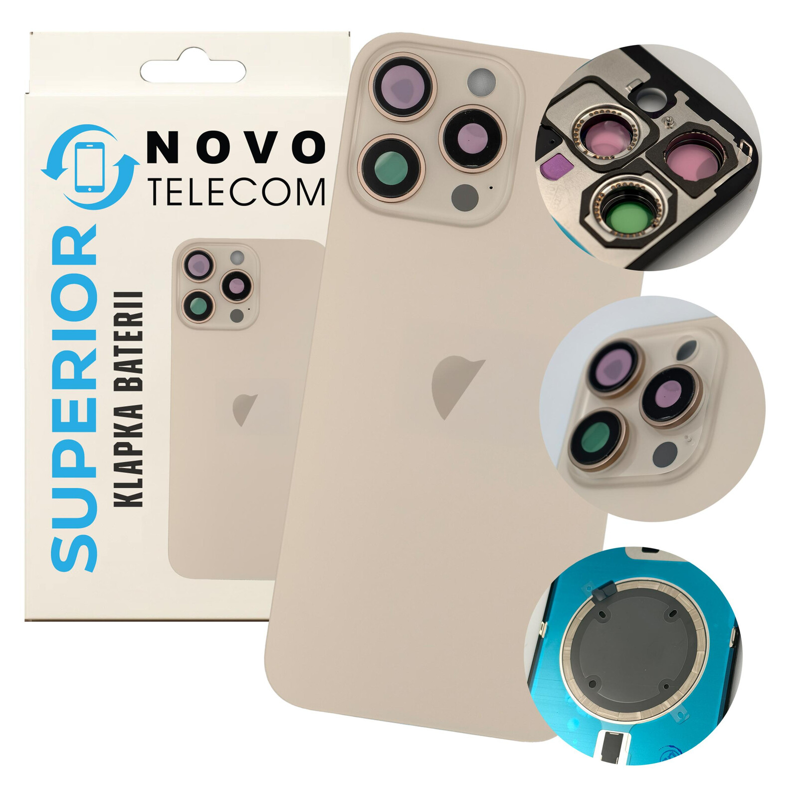 Pouštní bateriová klapka pro iPhone 16 Pro Max Zadní Kryt Sklo Zadní panel